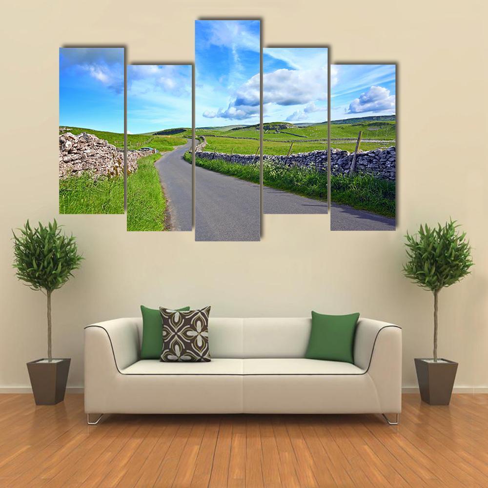 Yorskshire Dales On Sunny Day Canvas Wall Art-5 Pop-Gallery Wrap-47" x 32"-Tiaracle