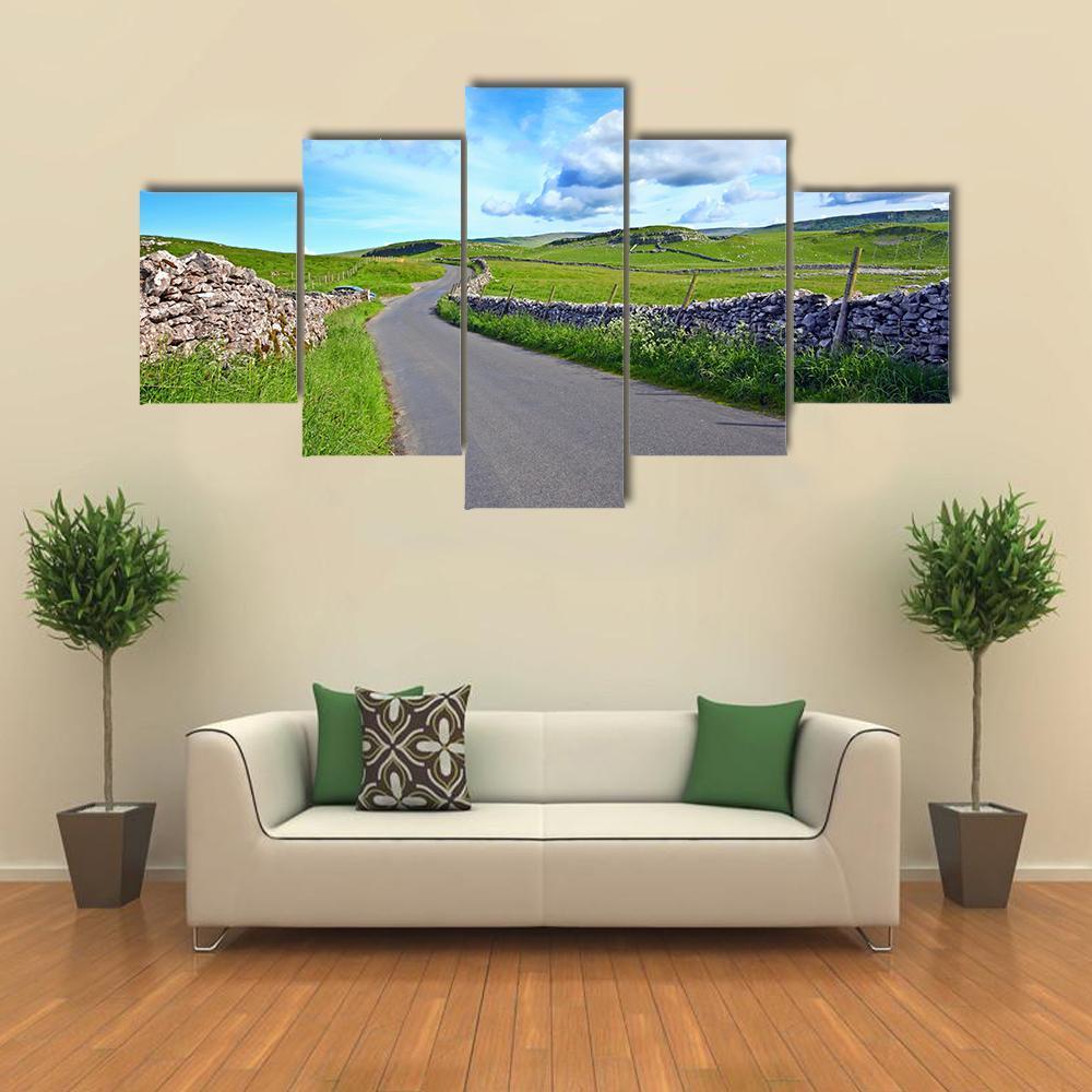 Yorskshire Dales On Sunny Day Canvas Wall Art-5 Star-Gallery Wrap-62" x 32"-Tiaracle