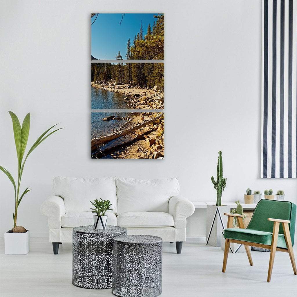 Yosemite Lake In California USA Vertical Canvas Wall Art-3 Vertical-Gallery Wrap-12" x 25"-Tiaracle