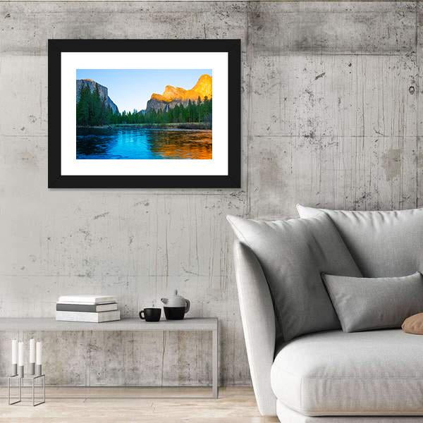 Yosemite Merced River In California Canvas Wall Art-5 Horizontal-Gallery Wrap-22" x 12"-Tiaracle