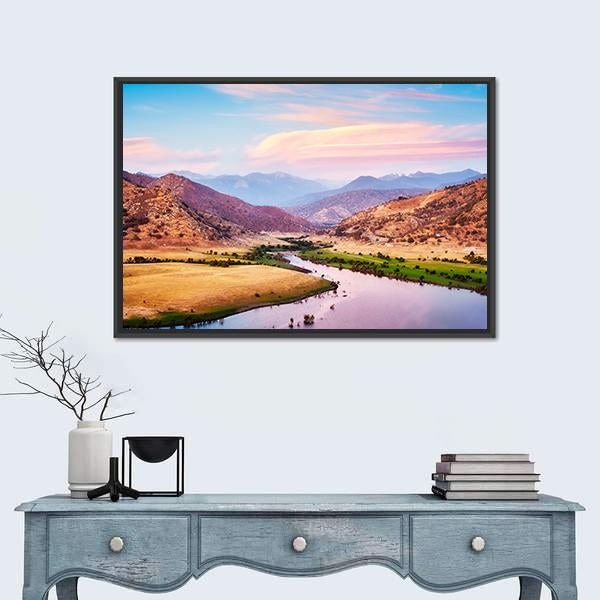 Yosemite National Park At Purple Sunset Canvas Wall Art-1 Piece-Floating Frame-24" x 16"-Tiaracle