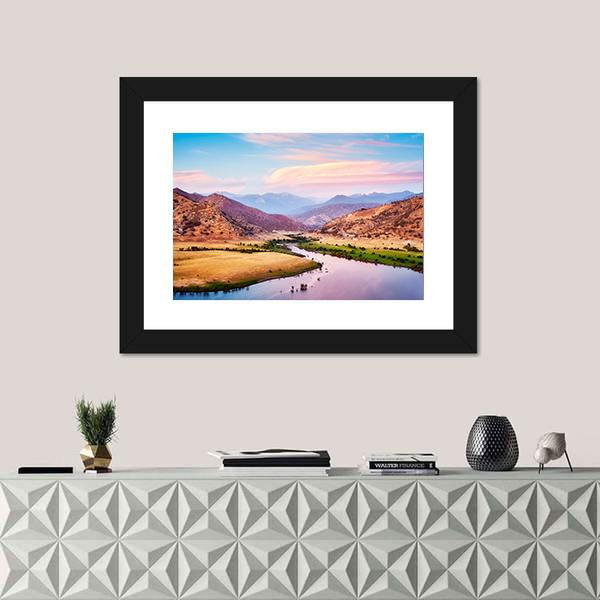 Yosemite National Park At Purple Sunset Canvas Wall Art-1 Piece-Framed Print-20" x 16"-Tiaracle