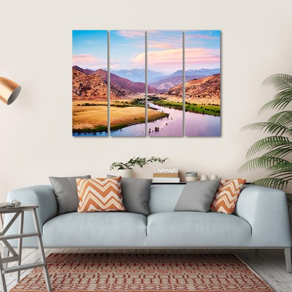 Yosemite National Park At Purple Sunset Canvas Wall Art-4 Horizontal-Gallery Wrap-34" x 24"-Tiaracle