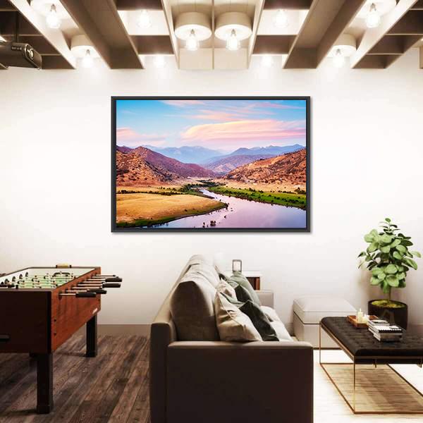 Yosemite National Park At Purple Sunset Canvas Wall Art-3 Horizontal-Gallery Wrap-25" x 16"-Tiaracle