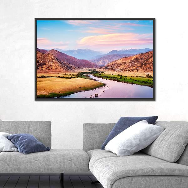 Yosemite National Park At Purple Sunset Canvas Wall Art-3 Horizontal-Gallery Wrap-25" x 16"-Tiaracle