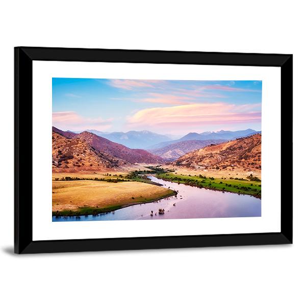 Yosemite National Park At Purple Sunset Canvas Wall Art-3 Horizontal-Gallery Wrap-25" x 16"-Tiaracle