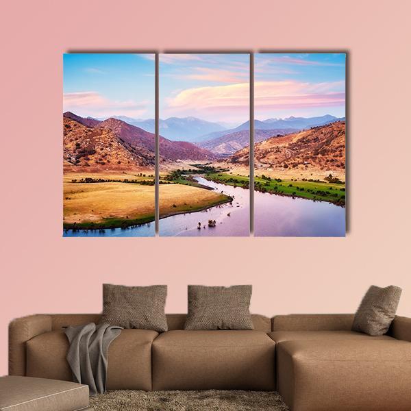 Yosemite National Park At Purple Sunset Canvas Wall Art-3 Horizontal-Gallery Wrap-37" x 24"-Tiaracle