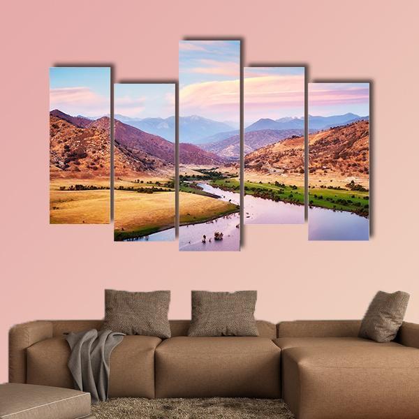 Yosemite National Park At Purple Sunset Canvas Wall Art-5 Pop-Gallery Wrap-47" x 32"-Tiaracle