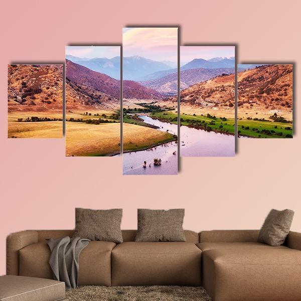 Yosemite National Park At Purple Sunset Canvas Wall Art-5 Star-Gallery Wrap-62" x 32"-Tiaracle