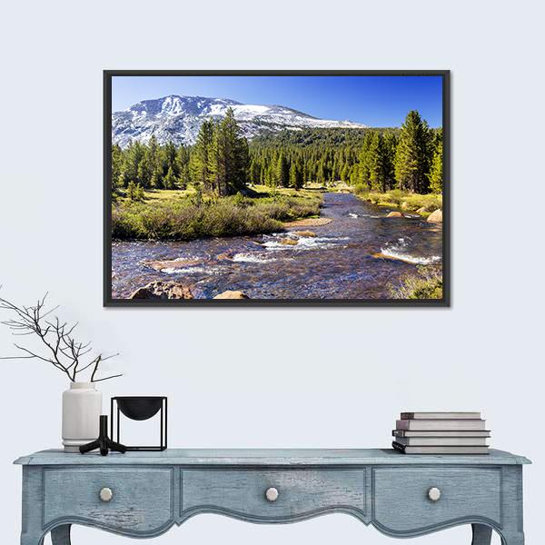 Yosemite National Park In California Canvas Wall Art-1 Piece-Floating Frame-24" x 16"-Tiaracle