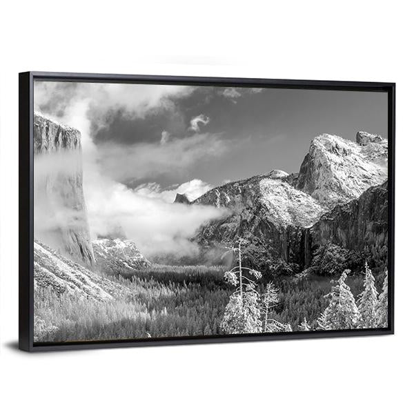 Yosemite National Park In Winter Canvas Wall Art-3 Horizontal-Gallery Wrap-25" x 16"-Tiaracle