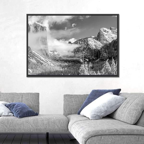 Yosemite National Park In Winter Canvas Wall Art-3 Horizontal-Gallery Wrap-25" x 16"-Tiaracle