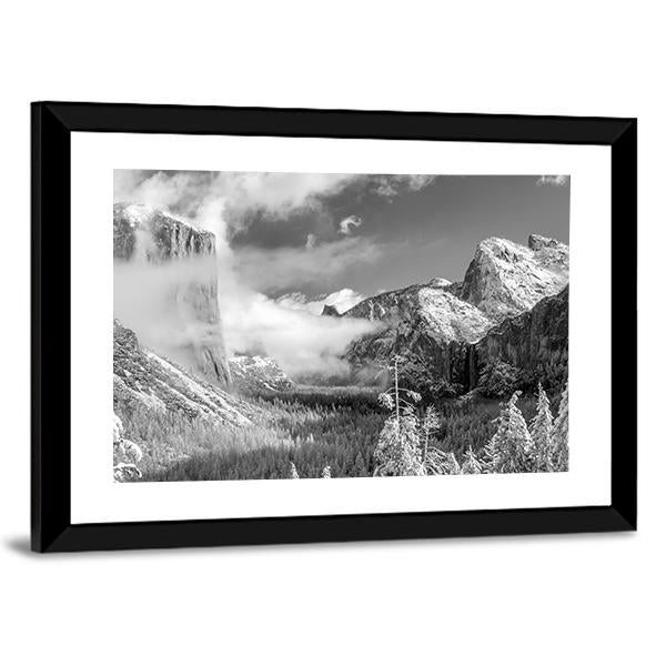 Yosemite National Park In Winter Canvas Wall Art-3 Horizontal-Gallery Wrap-25" x 16"-Tiaracle