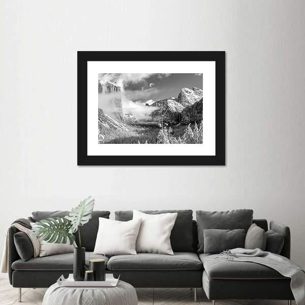 Yosemite National Park In Winter Canvas Wall Art-3 Horizontal-Gallery Wrap-25" x 16"-Tiaracle