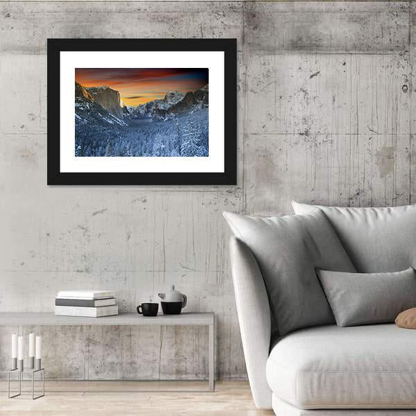 Yosemite National Park In Winter Time Canvas Wall Art-3 Horizontal-Gallery Wrap-25" x 16"-Tiaracle