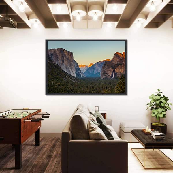 Yosemite Valley From Tunnel View At Sunset Canvas Wall Art-3 Horizontal-Gallery Wrap-25" x 16"-Tiaracle