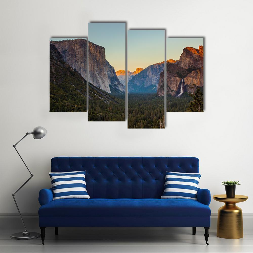 Yosemite Valley From Tunnel View At Sunset Canvas Wall Art-4 Pop-Gallery Wrap-50" x 32"-Tiaracle