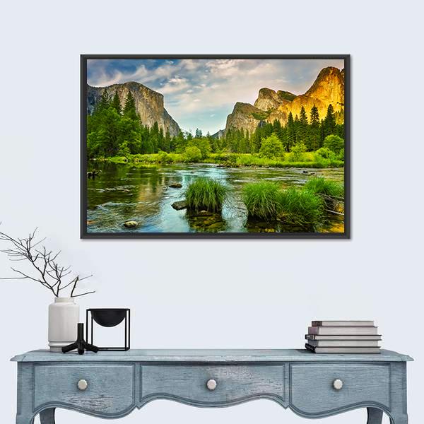 Yosemite Valley National Park Canvas Wall Art-1 Piece-Floating Frame-24" x 16"-Tiaracle