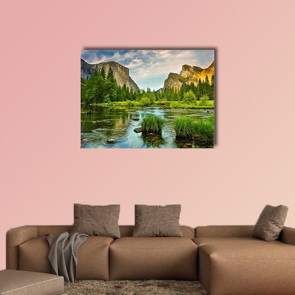 Yosemite Valley National Park Canvas Wall Art-4 Square-Gallery Wrap-17" x 17"-Tiaracle