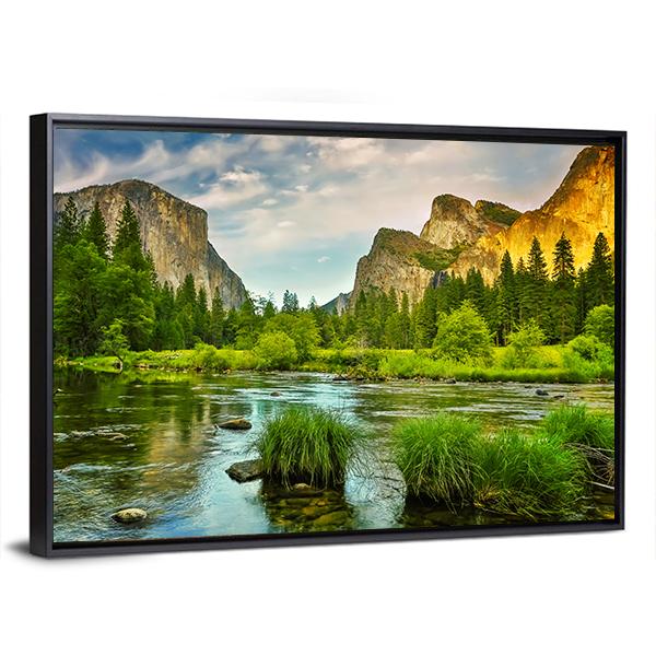 Yosemite Valley National Park Canvas Wall Art-3 Horizontal-Gallery Wrap-25" x 16"-Tiaracle