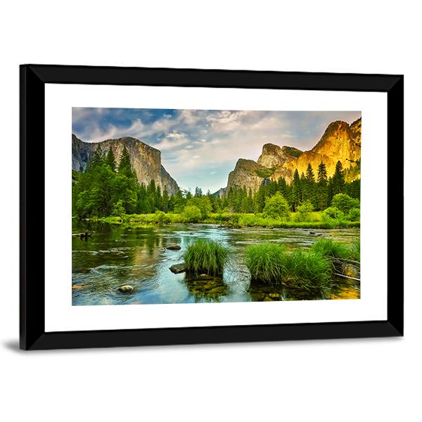 Yosemite Valley National Park Canvas Wall Art-3 Horizontal-Gallery Wrap-25" x 16"-Tiaracle