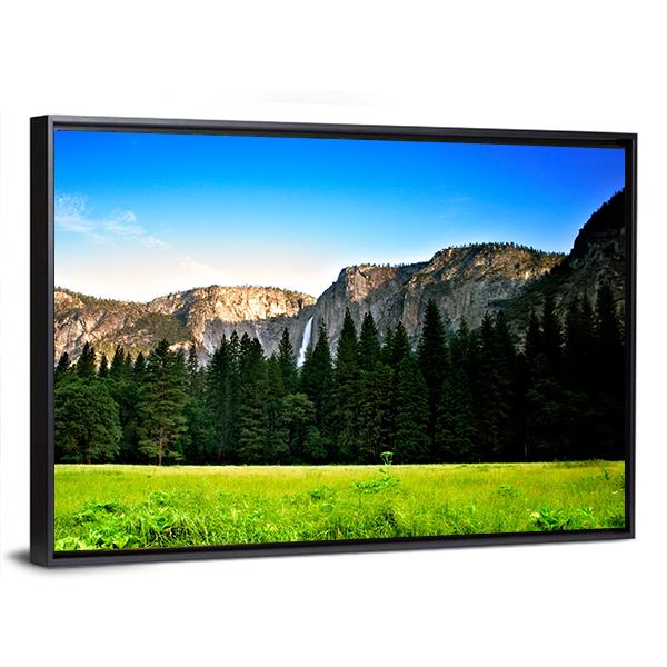 Yosemite Valley Under Blue Sky Canvas Wall Art-3 Horizontal-Gallery Wrap-25" x 16"-Tiaracle
