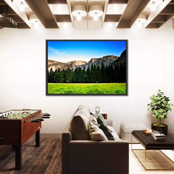 Yosemite Valley Under Blue Sky Canvas Wall Art-3 Horizontal-Gallery Wrap-25" x 16"-Tiaracle