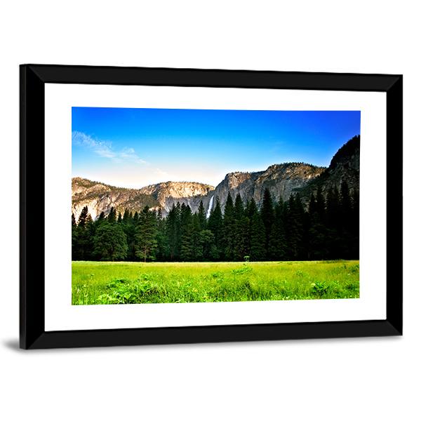 Yosemite Valley Under Blue Sky Canvas Wall Art-3 Horizontal-Gallery Wrap-25" x 16"-Tiaracle