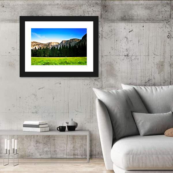 Yosemite Valley Under Blue Sky Canvas Wall Art-3 Horizontal-Gallery Wrap-25" x 16"-Tiaracle