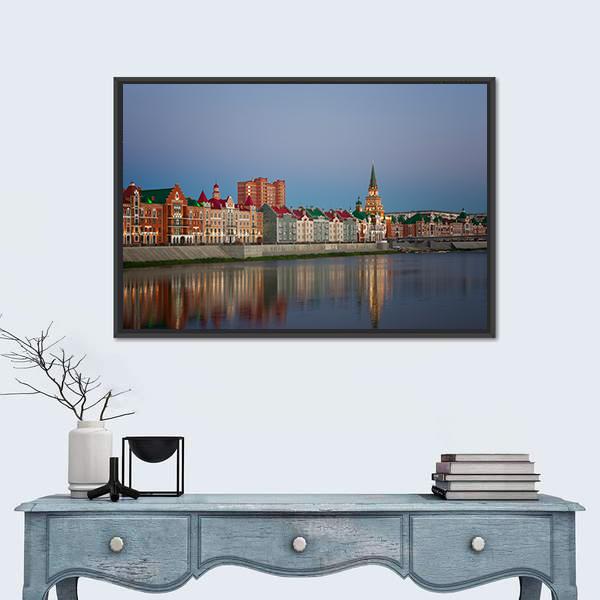 Yoshkar Ola City At Sunset In Russia Canvas Wall Art-1 Piece-Floating Frame-24" x 16"-Tiaracle