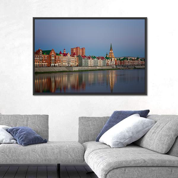 Yoshkar Ola City At Sunset In Russia Canvas Wall Art-3 Horizontal-Gallery Wrap-25" x 16"-Tiaracle