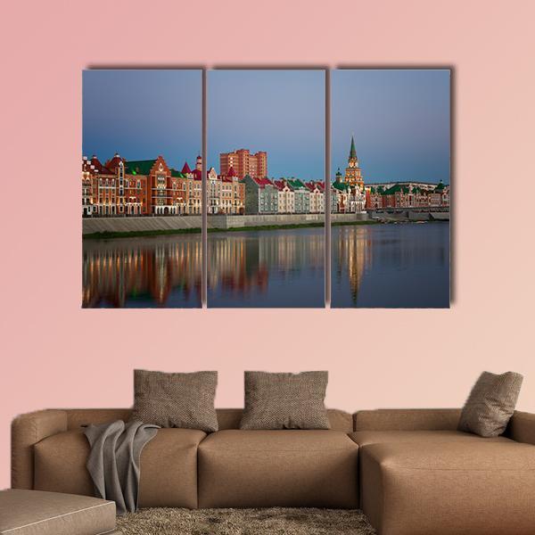 Yoshkar Ola City At Sunset In Russia Canvas Wall Art-3 Horizontal-Gallery Wrap-25" x 16"-Tiaracle