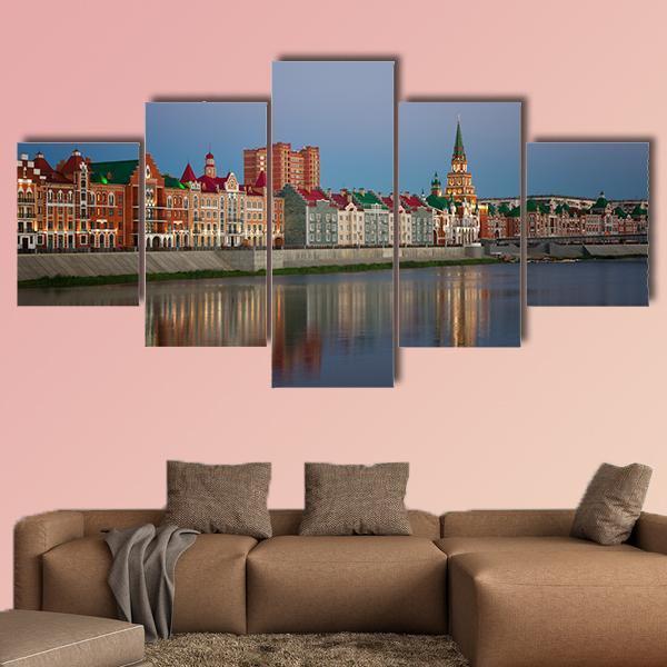 Yoshkar Ola City At Sunset In Russia Canvas Wall Art-5 Star-Gallery Wrap-62" x 32"-Tiaracle
