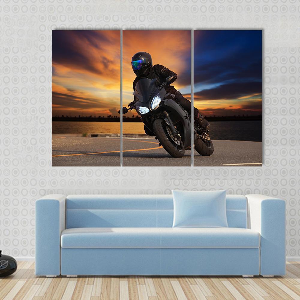 Young Bike Rider Canvas Wall Art-3 Horizontal-Gallery Wrap-37" x 24"-Tiaracle