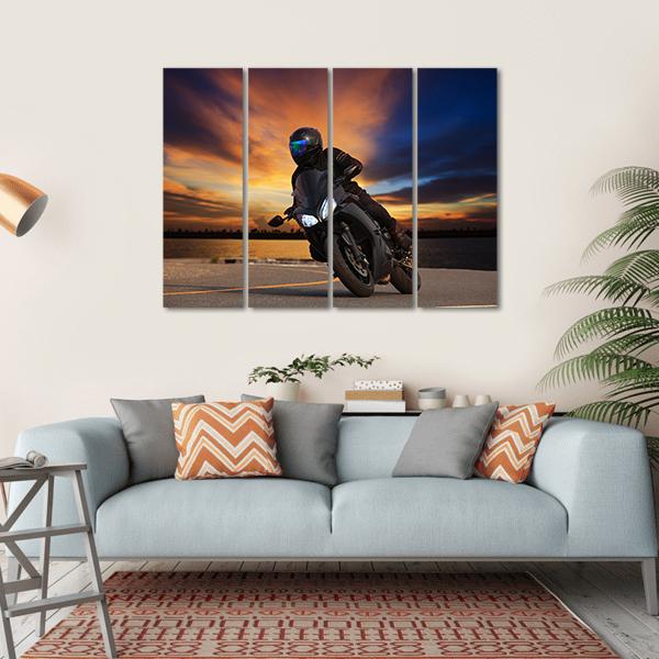 Young Bike Rider Canvas Wall Art-4 Horizontal-Gallery Wrap-34" x 24"-Tiaracle