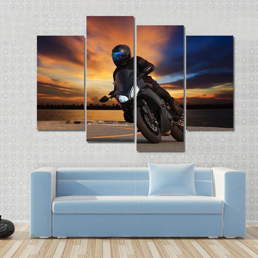 Young Bike Rider Canvas Wall Art-4 Pop-Gallery Wrap-50" x 32"-Tiaracle