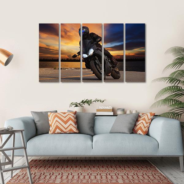 Young Bike Rider Canvas Wall Art-5 Horizontal-Gallery Wrap-22" x 12"-Tiaracle