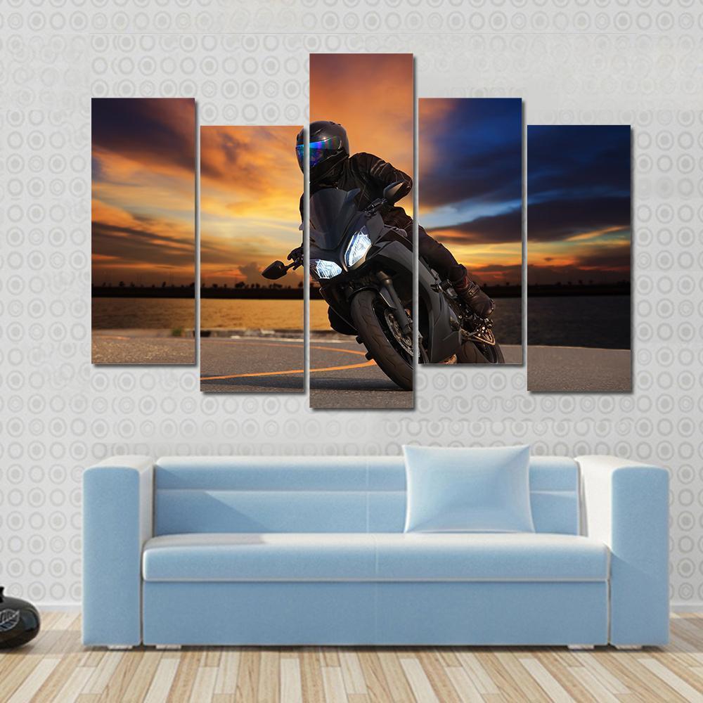 Young Bike Rider Canvas Wall Art-5 Pop-Gallery Wrap-47" x 32"-Tiaracle