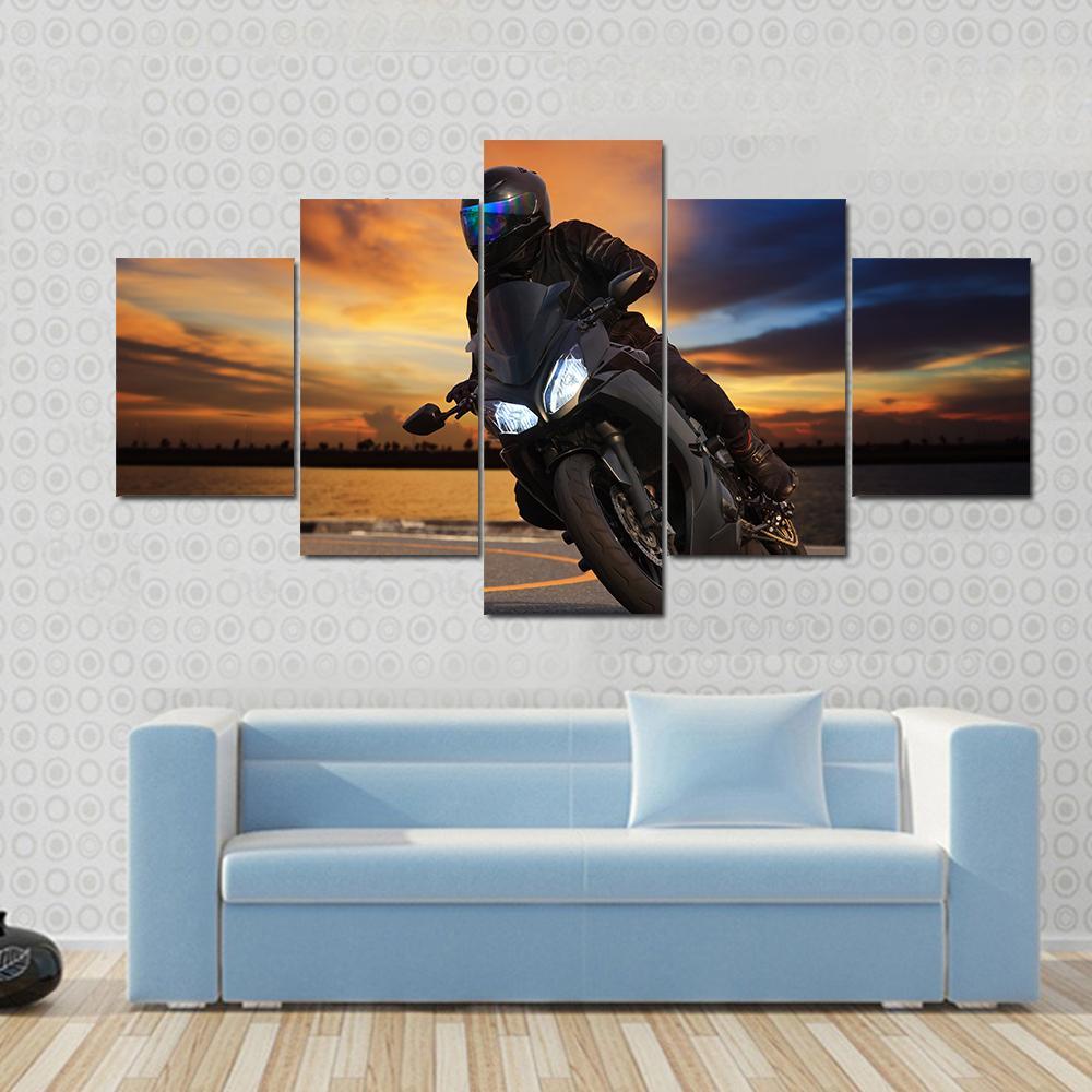 Young Bike Rider Canvas Wall Art-5 Star-Gallery Wrap-62" x 32"-Tiaracle