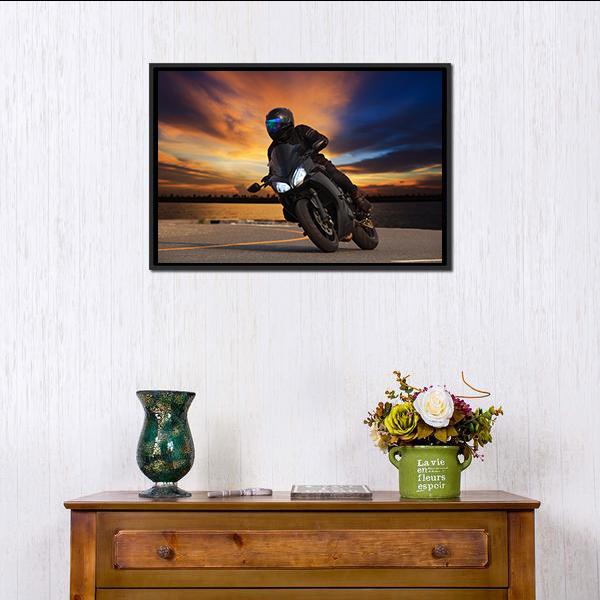 Young Bike Rider Canvas Wall Art-1 Piece-Floating Frame-24" x 16"-Tiaracle