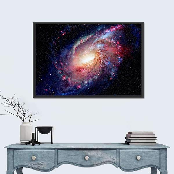 Young Galaxy In Deep Space Canvas Wall Art-1 Piece-Floating Frame-24" x 16"-Tiaracle