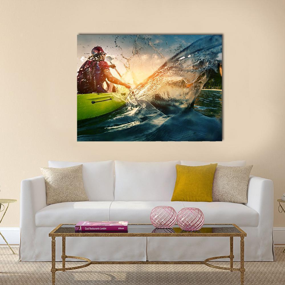 Young Lady Paddling Hard Canvas Wall Art-1 Piece-Gallery Wrap-36&quot; x 24&quot;-Tiaracle