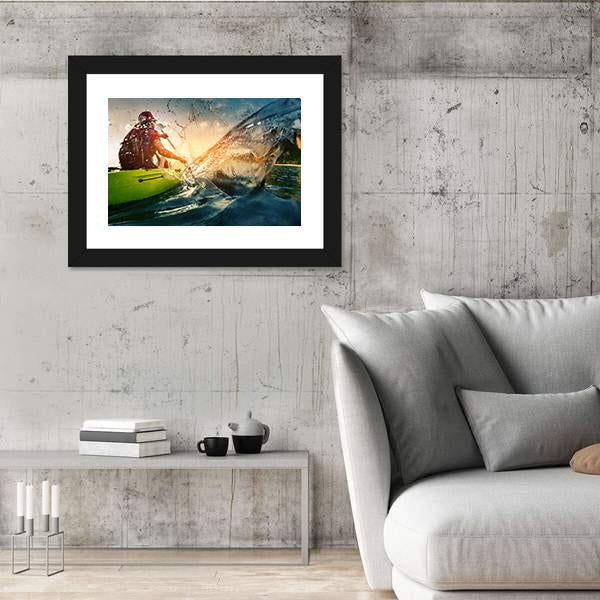 Young Lady Paddling Hard Canvas Wall Art-5 Horizontal-Gallery Wrap-22" x 12"-Tiaracle
