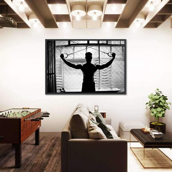 Young Man Bodybuilder Training In Gym Canvas Wall Art-3 Horizontal-Gallery Wrap-25" x 16"-Tiaracle