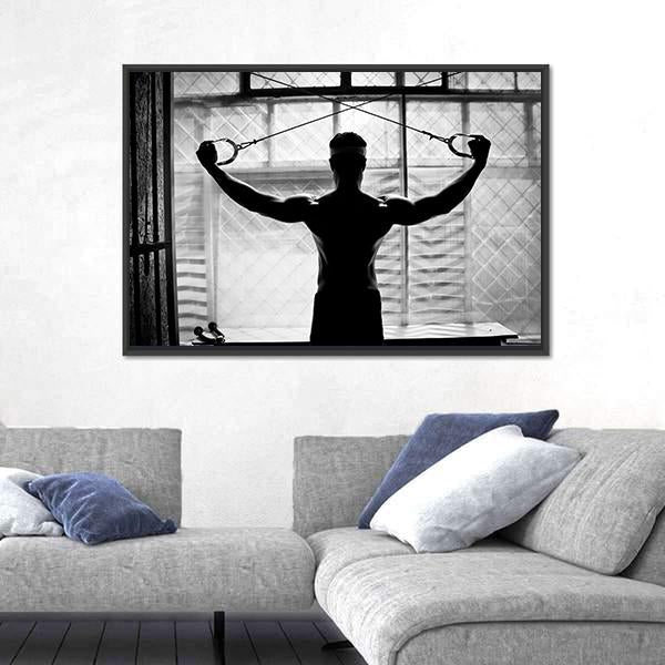 Young Man Bodybuilder Training In Gym Canvas Wall Art-3 Horizontal-Gallery Wrap-25" x 16"-Tiaracle