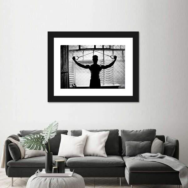 Young Man Bodybuilder Training In Gym Canvas Wall Art-3 Horizontal-Gallery Wrap-25" x 16"-Tiaracle