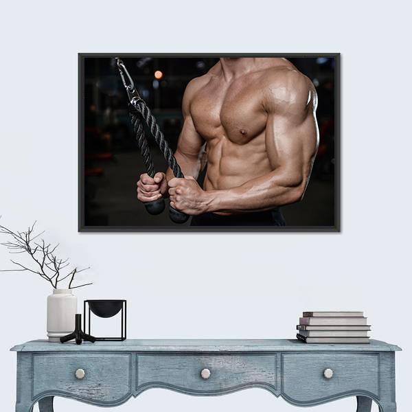 Young Man Train In The Gym Canvas Wall Art-1 Piece-Floating Frame-24&quot; x 16&quot;-Tiaracle
