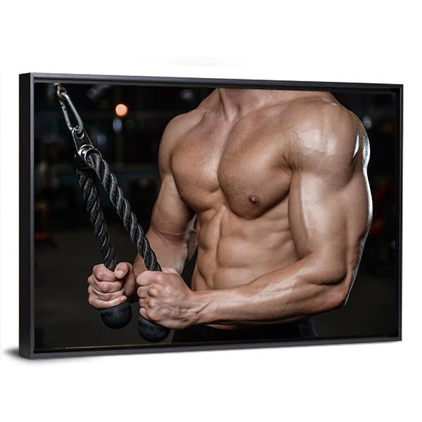 Young Man Train In The Gym Canvas Wall Art-3 Horizontal-Gallery Wrap-25" x 16"-Tiaracle