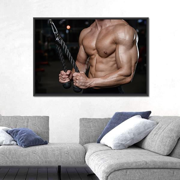 Young Man Train In The Gym Canvas Wall Art-3 Horizontal-Gallery Wrap-25" x 16"-Tiaracle