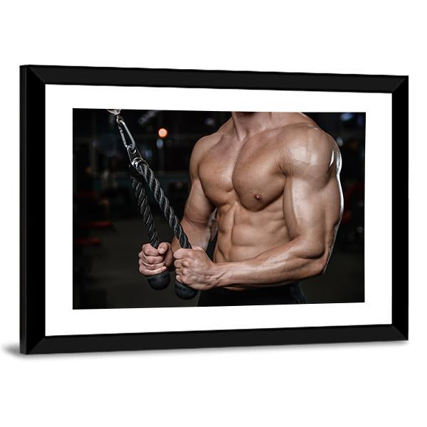 Young Man Train In The Gym Canvas Wall Art-3 Horizontal-Gallery Wrap-25" x 16"-Tiaracle